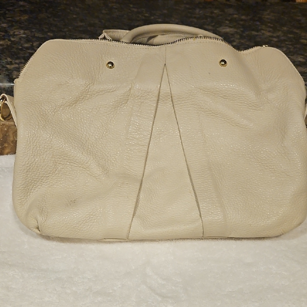 Vera Pelle Italian Leather Beige Handbag